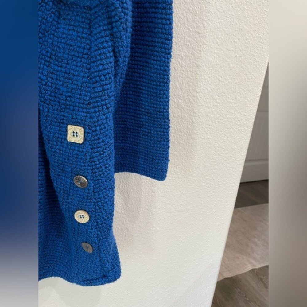 Ali Miles Cowl Neck Chunky Knit Sweater in Bright Blue - Picture 3 of 7